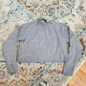 LA Hearts Women’s Grey Mock Neck Cropped Long Sleeve Sweater Size Medium